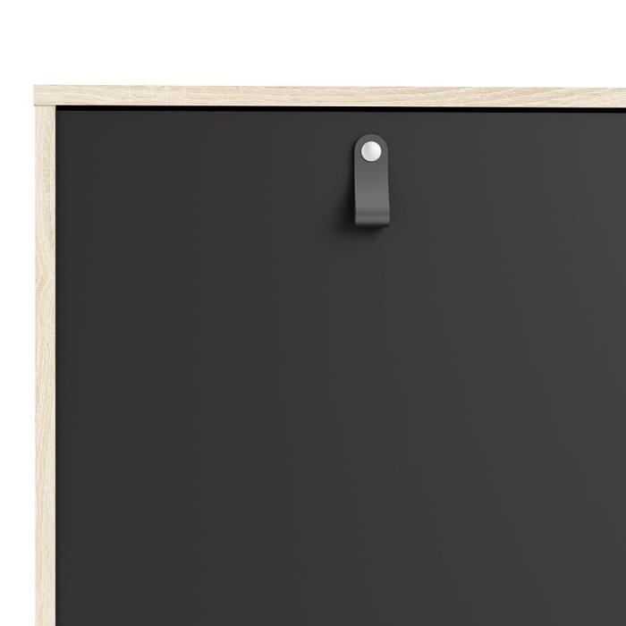 TVILUM Enfilade 2 portes 3 tiroirs - Décor chene et noir - L 147,2 x P 40 x H 86,6 cm - STUBBE