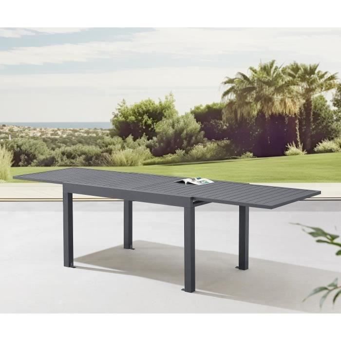 Image secondaire de Table de jardin extensible en aluminium gris foncé pour 6 à 10 personnes