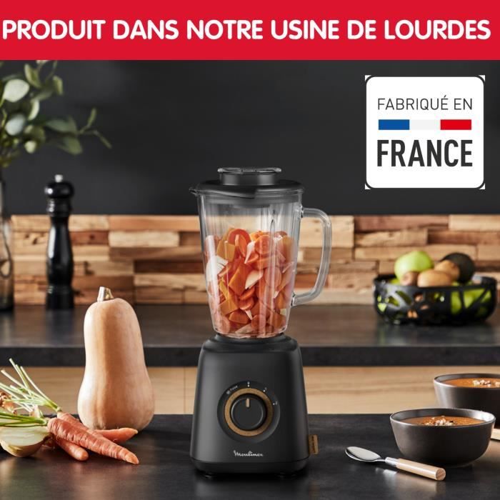 MOULINEX Blender Eco Respect, Design écologique, Smoothie, milk-shake, gaspacho, soupe, 1,75 L, Fabriqué en France LM46EN10