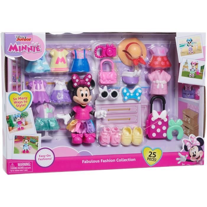 Disney Minnie, Coffret Fashion , 25 pieces, dont 1 figurine Minnie articulée 15 cm, Jouet pour enfants des 3 ans, MCN30