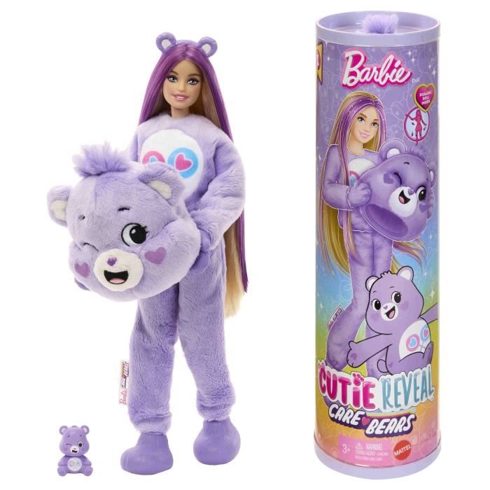 Poupée Barbie Cutie Reveal Bisounours Tougentille Mauve - 3 ans+- JCN94