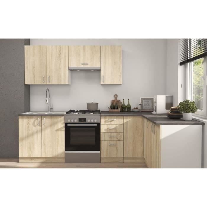 Image secondaire de Cuisine complète modulable SARA - Angle réversible en chêne sonoma - 7 éléments