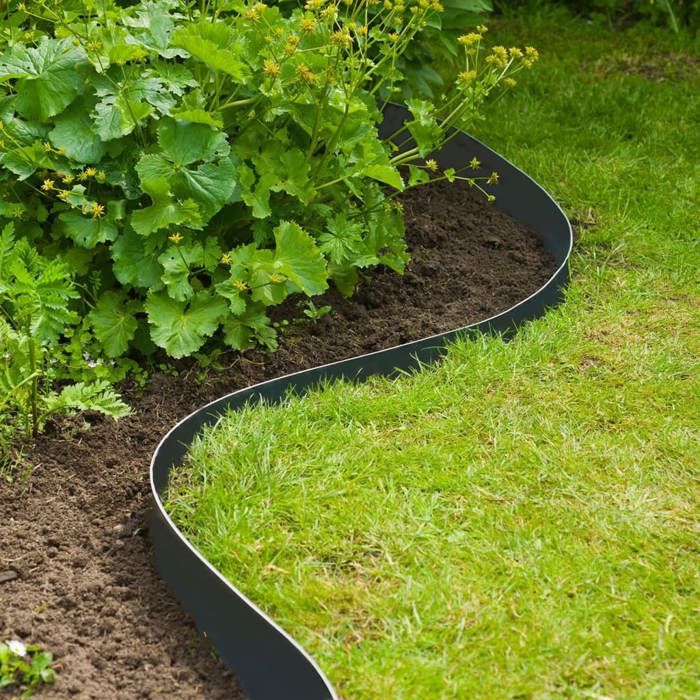 NATURE Bordure de jardin en PE noir - H7,5 cm x 10 m