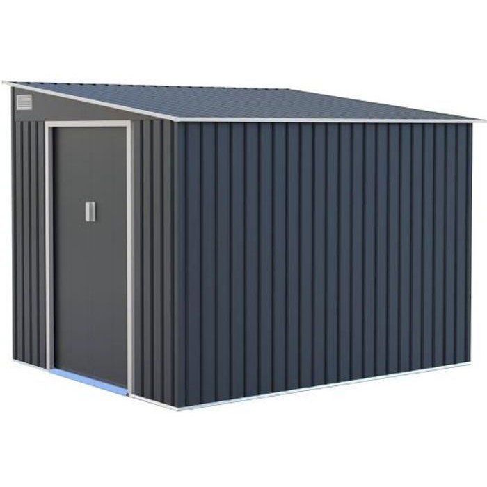 Abri de jardin en métal TORONTO 5,5 m² avec kit d'ancrage et portes coulissantes