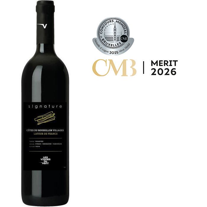 Les Vignes du vin Signature Latour de France 2022 C�tes du Roussillon Villages - Vin rouge de Languedoc