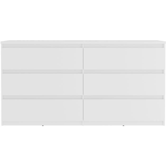 Commode CHELSEA 6 Tiroirs - Couleur blanc mat - L 154 x P 42,2 x H 79,9 cm