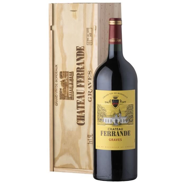 Magnum Coffret Cadeau Caisse Bois - Ch�teau Ferrande 2019 Graves - Vin rouge de Bordeaux