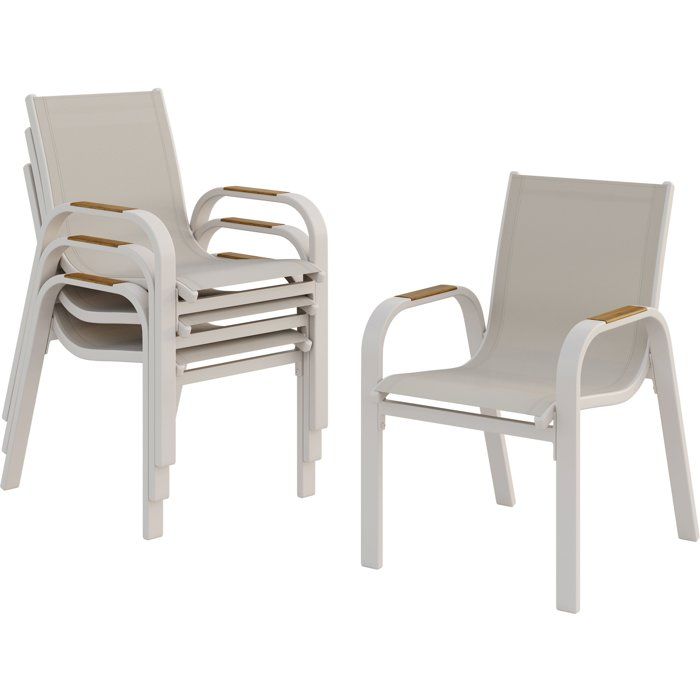 Lot de 4 fauteuils de jardin VIANEA en aluminium et textilène blanc