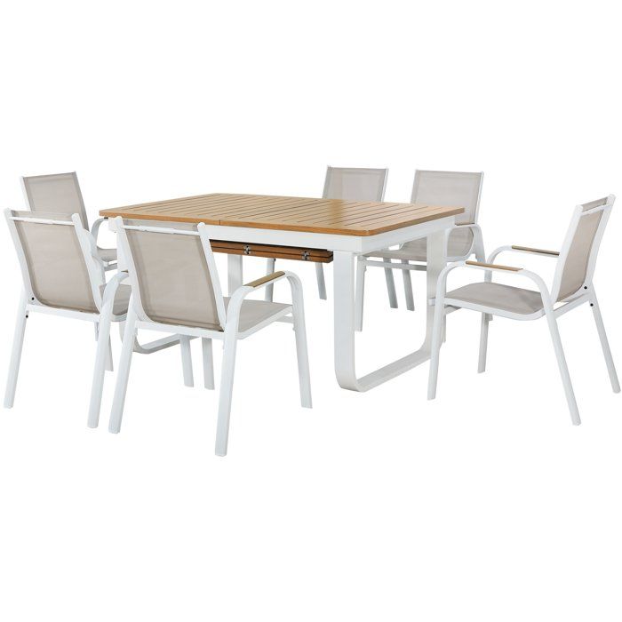 Ensemble de Jardin VIANEA - Table Extensible et 6 Fauteuils en Aluminium