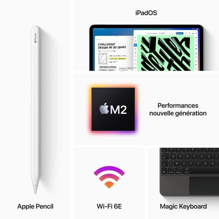Apple - iPad Pro (2022) - 12.9 - WiFi + Cellular - 2 To - Argent