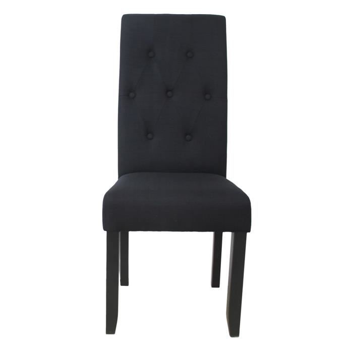CUBA Lot de 2 chaises de salle a manger - Tissu noir - Style contemporain - L 49 x P 65 cm
