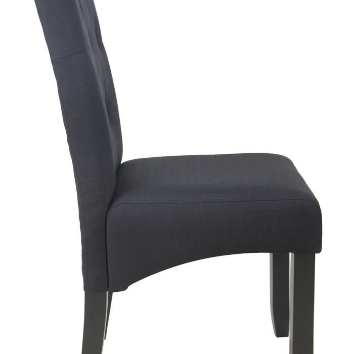 CUBA Lot de 2 chaises de salle a manger - Tissu noir - Style contemporain - L 49 x P 65 cm