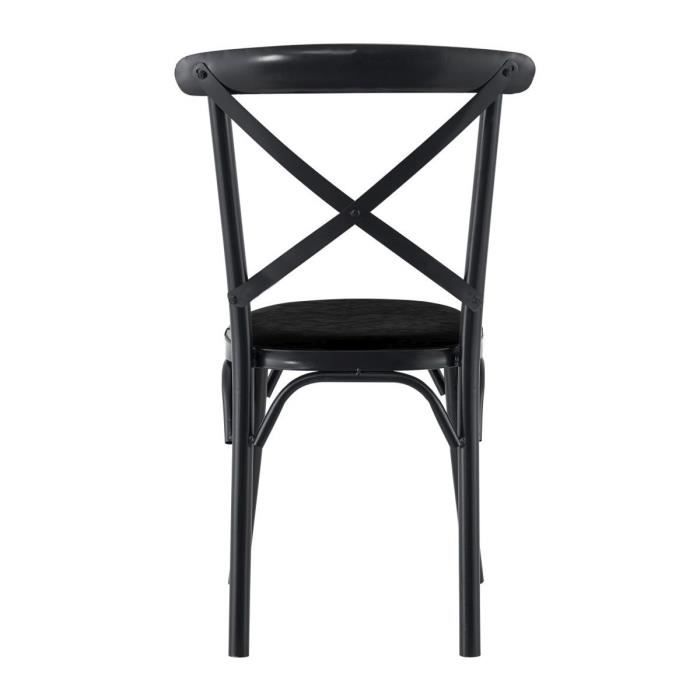 Chaise en métal - Simili noir - L 50 x P 61,5 x H 81,5 cm - CHARLIE