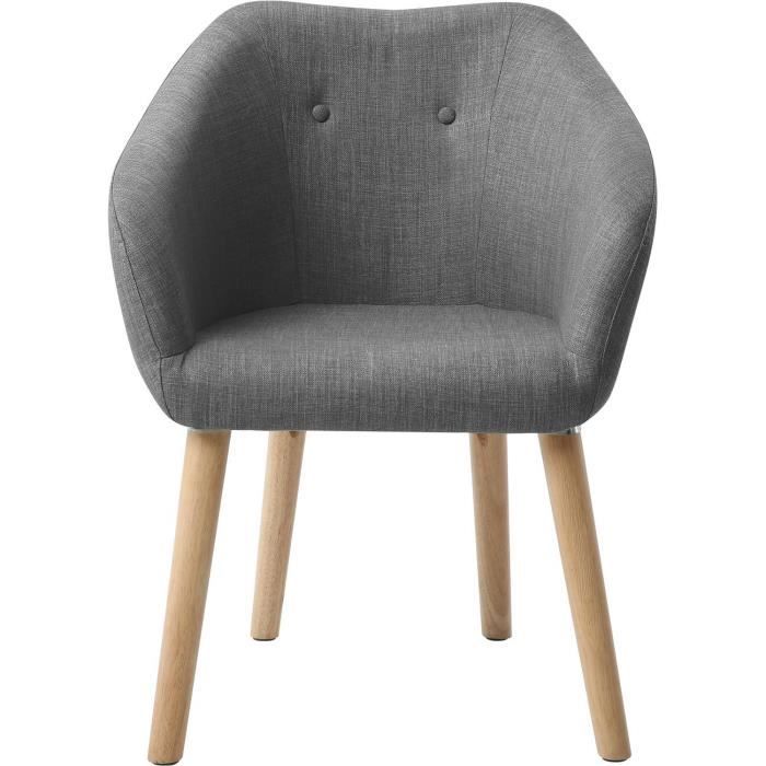 Fauteuil CANDY - Tissu polyester gris anthracite - Scandinave - L 42 x P 60 x H 79 cm
