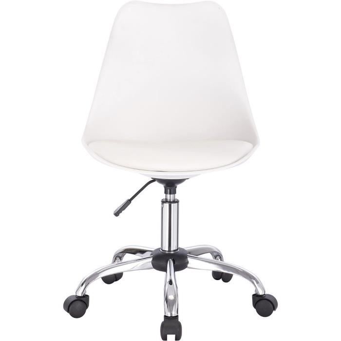 WINONA Chaise de bureau ajustable - Métal - Blanc - L 48 x P 54 x H 80 / 90 cm