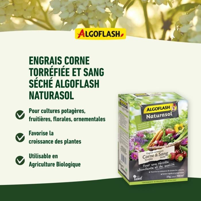 Image secondaire de ALGOFLASH NATURASOL - Engrais corne torréfiée et sang séché 1.5kg