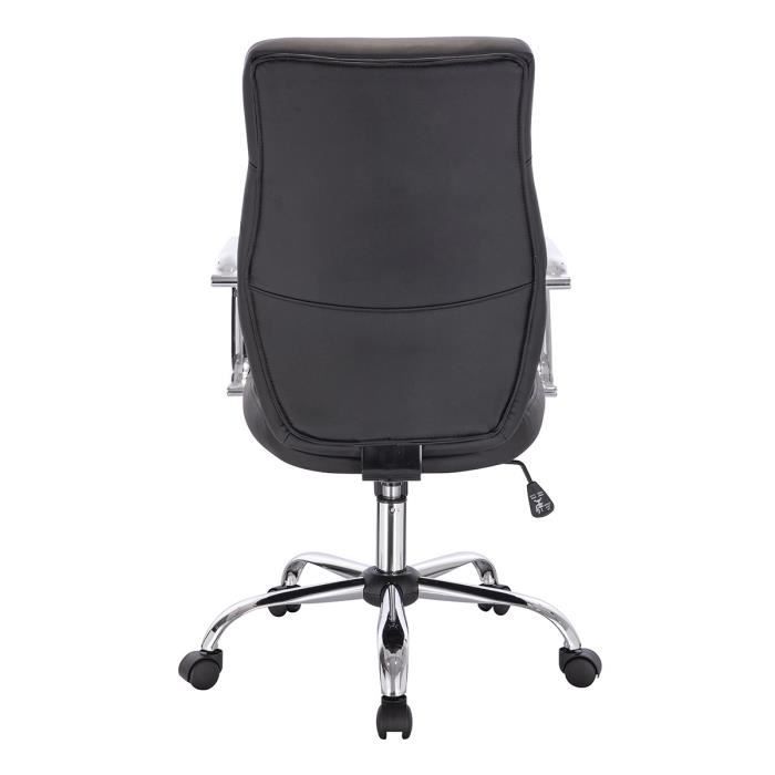 Chaise de bureau CUOCO - Simili et tissu noir - Ajustable - L 54 x P 66 x H 97 / 105 cm