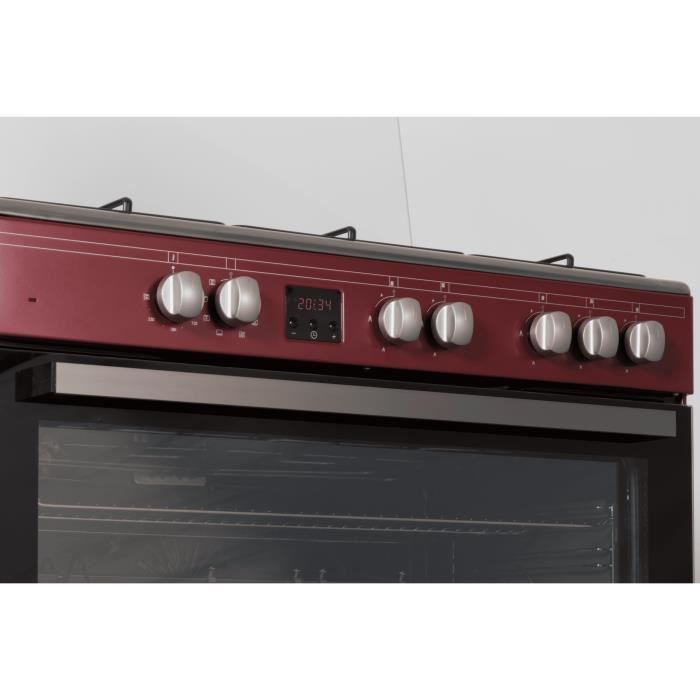 Cuisiniere piano gaz CONTINENTAL EDISON CECP9060BODX - 5 feux - Bordeaux - L89,9 x P60,1 xH85cm