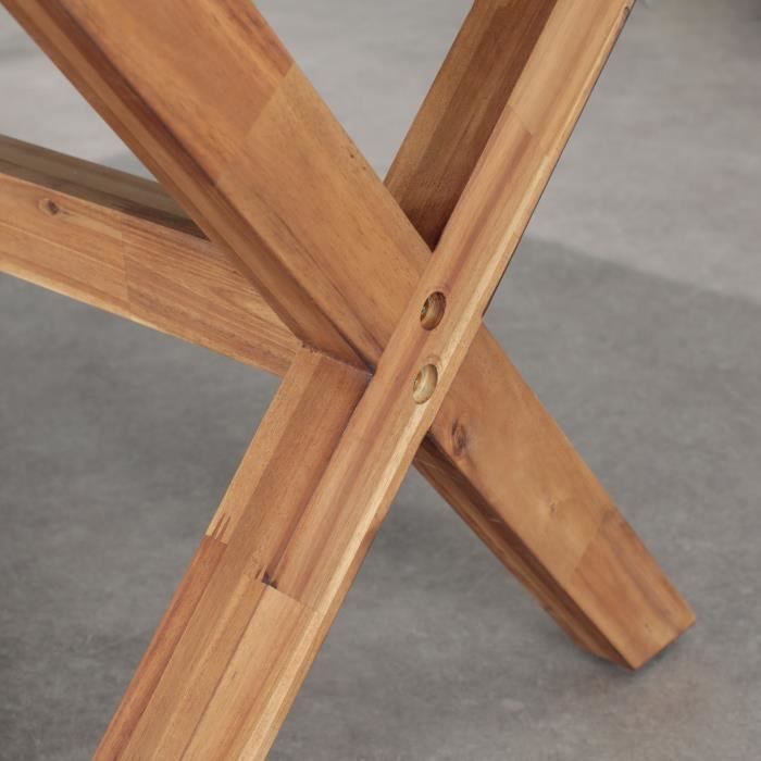 X-WOODY table de jardin -  Structure plateau en fibre de ciment et pieds en acacia en forme X - 200 x 100 x 75cm