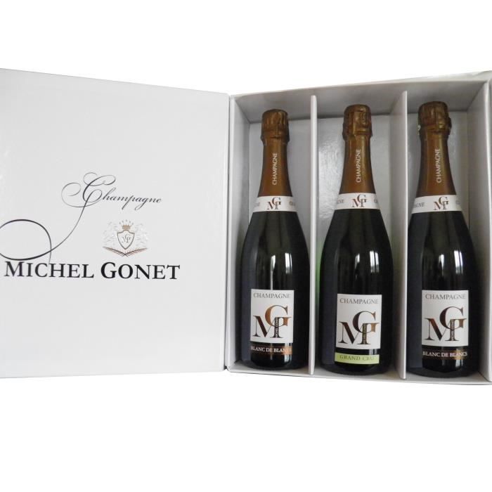 MICHEL GONET 2009 Coffret Découverte Terroir 3 Bulles Champagne Brut - Blanc de Blancs - 3 x 75 cl