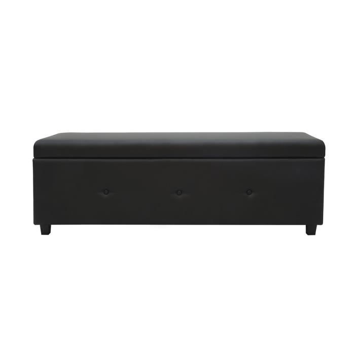 Banc coffre - Bout de lit - Simili noir Classique - L 140 cm - BOX
