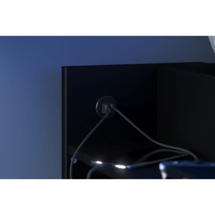 Lit mezzanine combiné enfant LED Gamer ONLINE - 90 x 200 cm - Noir mat - Sommier inclus - PARISOT