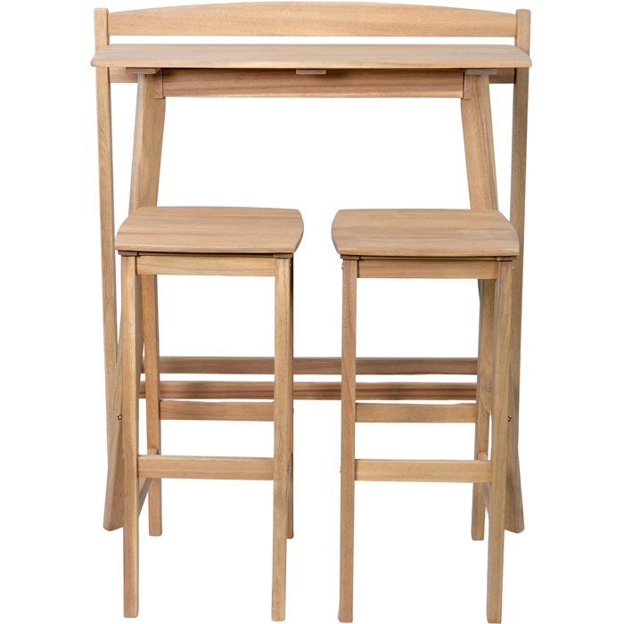 Ensemble Bar ZANZIBAR en Bois d'Acacia FSC - Table Haute et 2 Tabourets