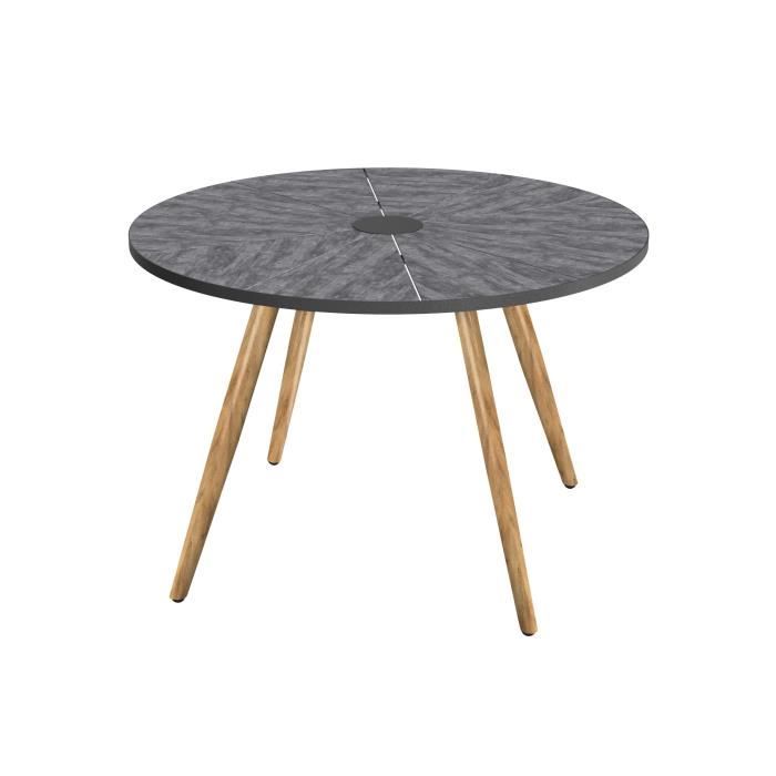 Table de jardin ronde - Acier thermolaqu? + nassilium en lamelles - Diametre 110 cm