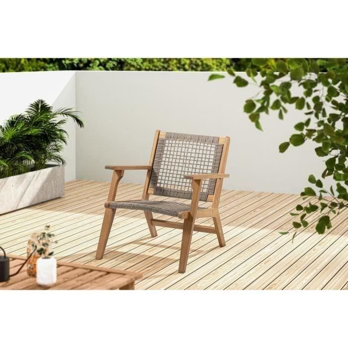 Image secondaire de Fauteuil de jardin en bois d'Acacia et résine tressée BORA