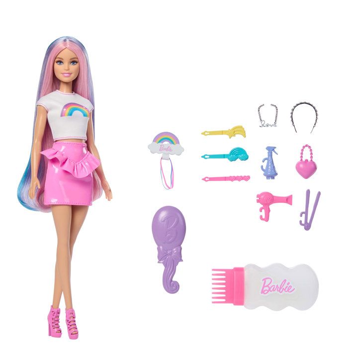 Image secondaire de Poupée Barbie à Chevelure Pailletée et Tenue Colorée