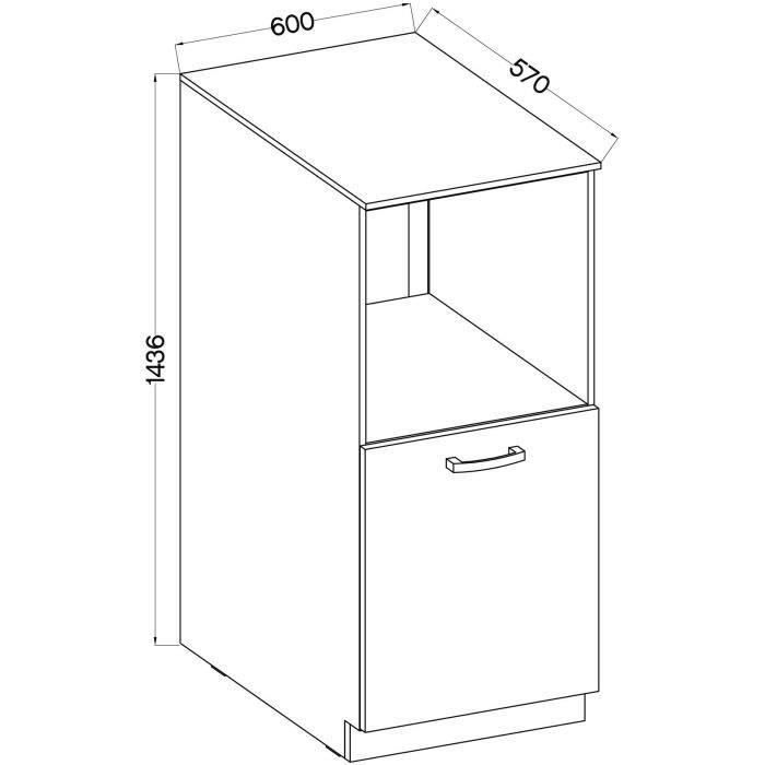 Meuble demi-colonne four 1 porte battante - Décor chene sonoma - L 60 x P 51,6 x H 145cm