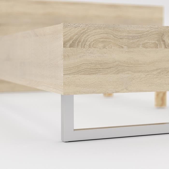 TVILUM LIGNE Lit adulte 140x200 cm - Pieds en métal - Ton chene