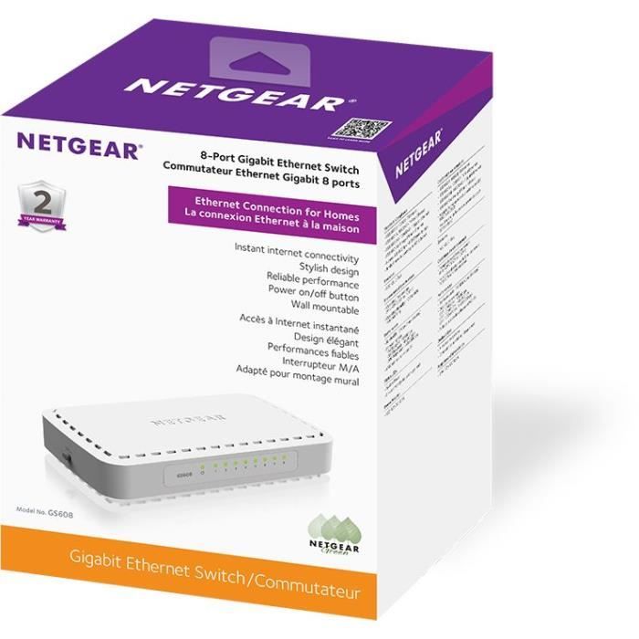 NETGEAR Switch Ethernet 8 Ports Blanc GS608-400PES