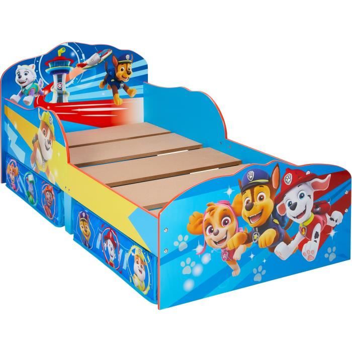 La Pat' Patrouille - Lit pour enfants avec tiroirs de rangement sous le lit  pour matelas 140cm x 70cm