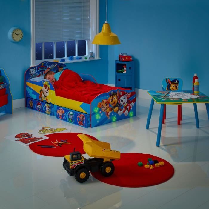 La Pat' Patrouille - Lit pour enfants avec tiroirs de rangement sous le lit  pour matelas 140cm x 70cm