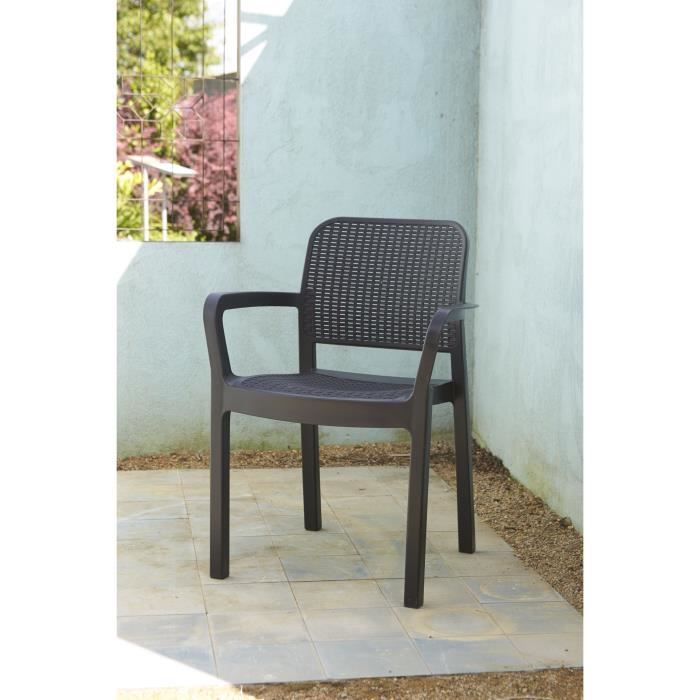 Image secondaire de Lot de 6 fauteuils de jardin empilables en résine gris graphite