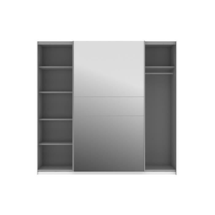 Armoire 2 portes coulissantes + miroir - Décor Blanc et Sonoma - L 220,1 x P 61,2 x H 209,7 - ATOS
