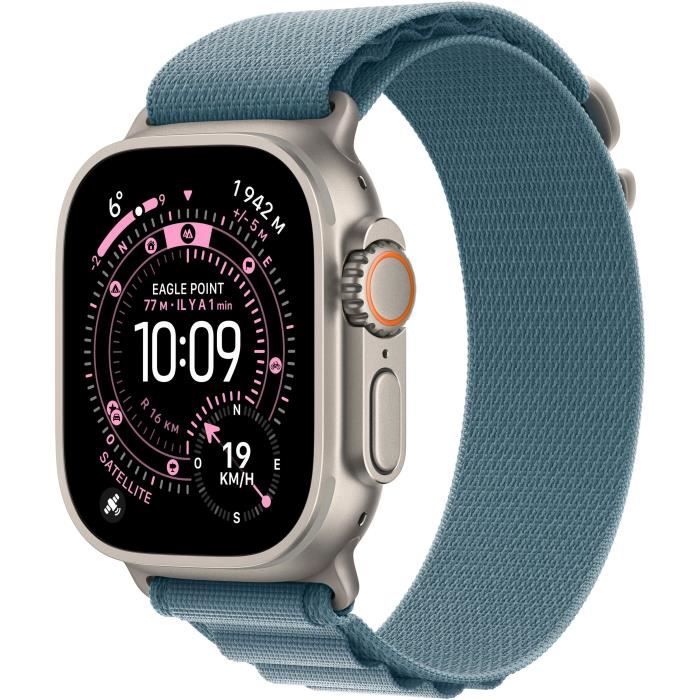 Apple Watch Ultra 3 GPS + Cellular - 49mm - Boîtier Natural Titanium - Bracelet Light Blue Alpine Loop - Medium