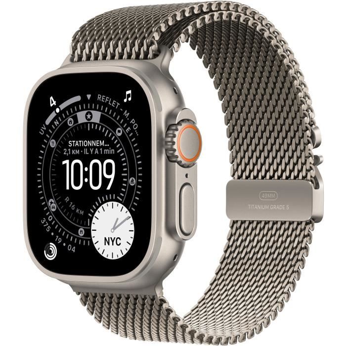 Apple Watch Ultra 3 GPS + Cellular 49mm en Titane Naturel avec Bracelet Milanese
