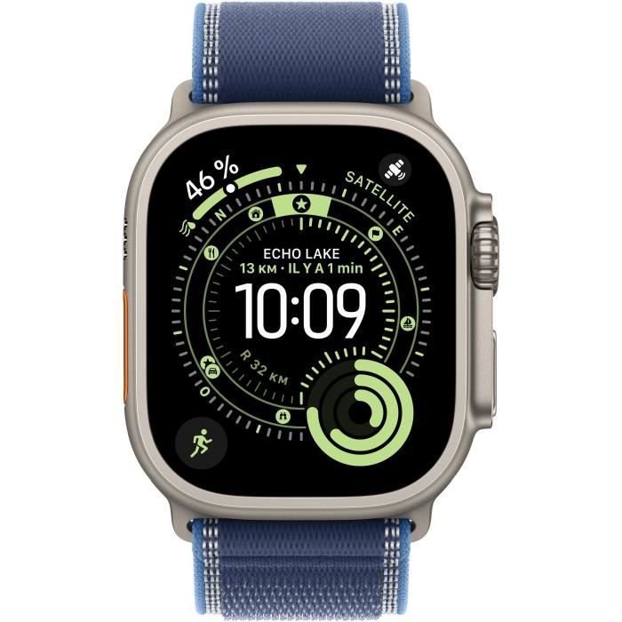 Image secondaire de Apple Watch Ultra 3 GPS + Cellular 49mm Boîtier Natural Titanium - Bracelet Blue/Bright Blue Trail Loop - M/L