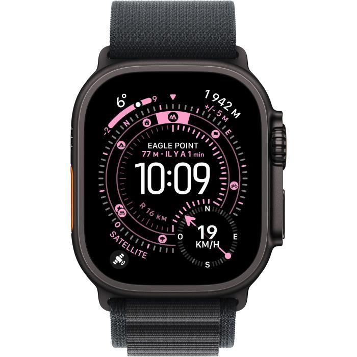 Image secondaire de Apple Watch Ultra 3 GPS + Cellular - 49mm - Boîtier Black Titanium - Bracelet Black Alpine Loop - Medium