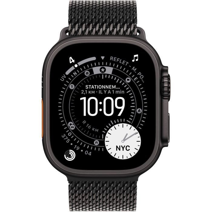 Image secondaire de Apple Watch Ultra 3 GPS + Cellular 49mm en Titane Noir avec Bracelet Milanese Loop