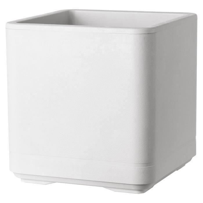 Vaso Cubo - DEROMA - Cosmo - Perla - Con riserva d'acqua - Ruote - 38 cm