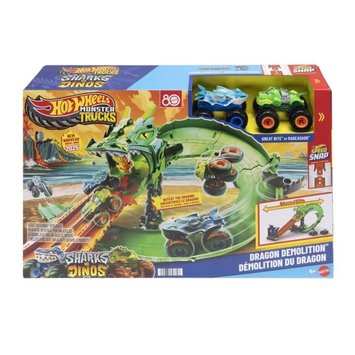 Image secondaire de Hot Wheels - Monster Trucks - Coffret Piste Dragon Sharks vs. Dinos - Hot Wheels - JFR06