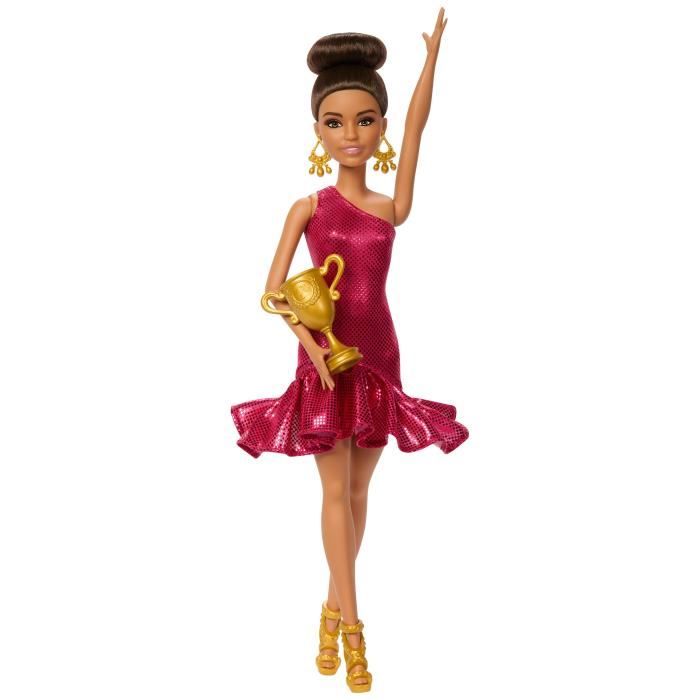 Image secondaire de Barbie - Poupée Danseuse de Salon et Accessoires - Brune avec trophée - Barbie - JFR09
