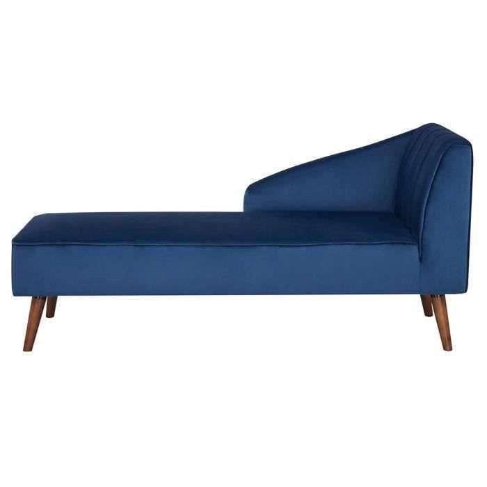 Méridienne - Style scandinave - Velours bleu - L 154 x P 68 x 72 cm - FLOWER