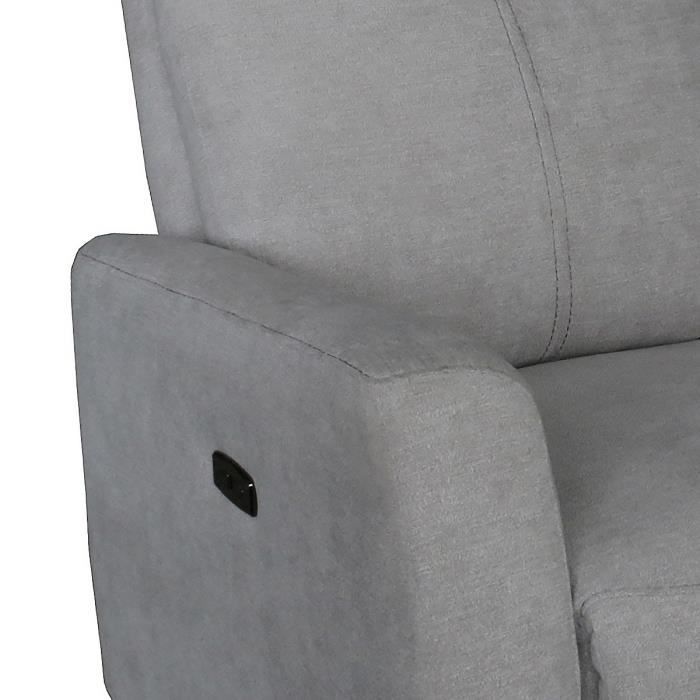 Fauteuil relax électrique - ALBANY - Tissu gris clair - L 79 x P 95 x H 102 cm