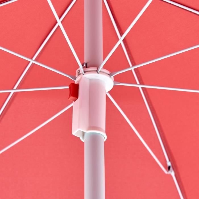 Parasol droit diametre 1,80 m - Structure acier en polyester anti-uv - Rouge