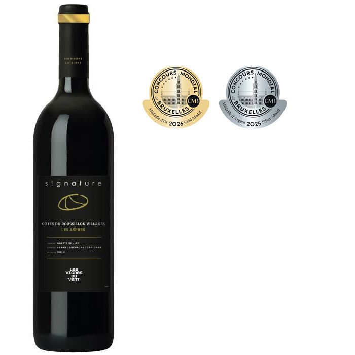 Signature Les Aspres Vignes du Vent 2022 C�tes du Roussillon Villages - Vin rouge de Languedoc