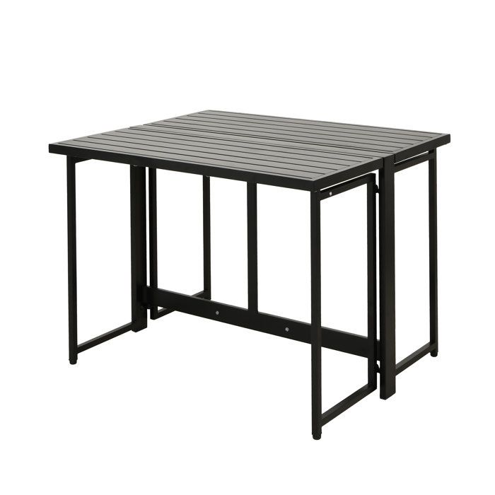 Table de Jardin Pliante en Métal Noir - 4 Personnes